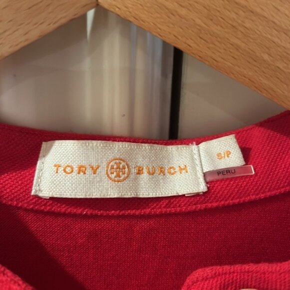 🎀 Tory Burch cotton small red sleeveless button up top small - Picture 4 of 11